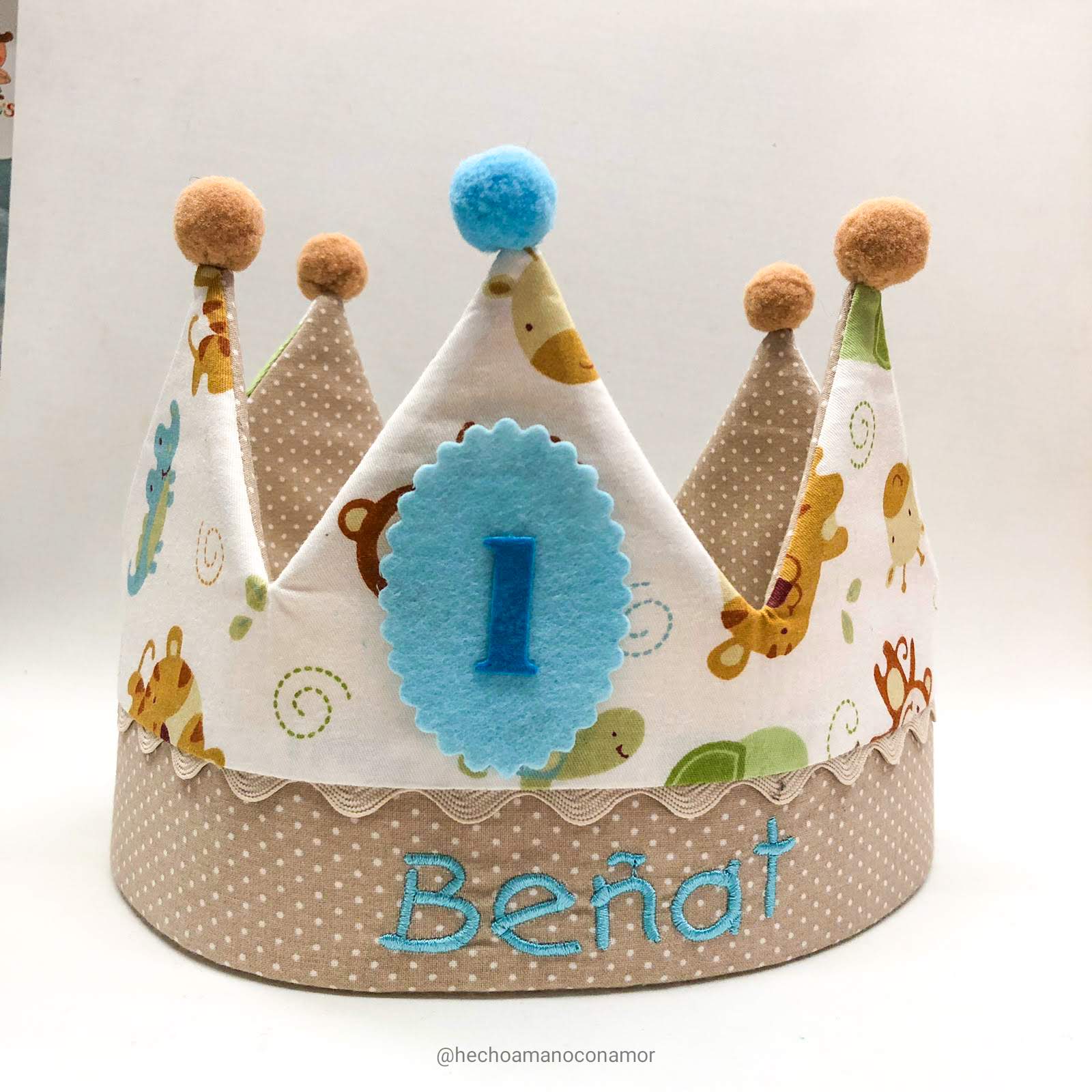 Corona de cumpleaños muselina, corona de tela, corona, corona con números,  corona bordada, corona personalizada -  España